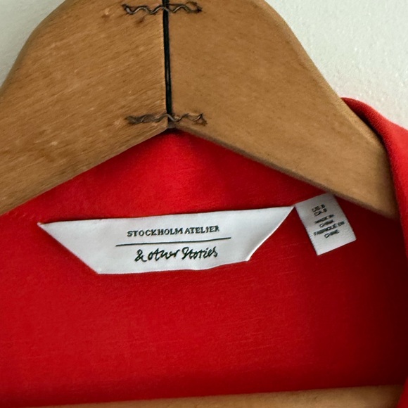 & Other Stories Red Wrap Tie Blouse Long Sleeve size 8 - Picture 2 of 4